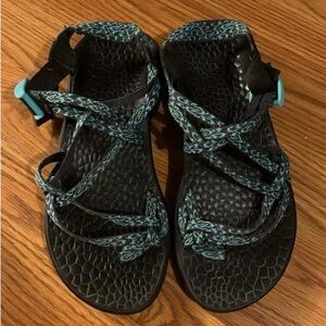 Chaco Black and Teal Women's Sandals